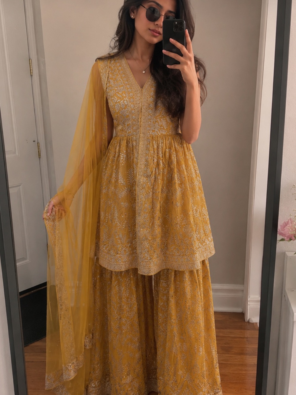 New Embroidered Haldi  Yellow Women's set Insp Mahima Mahajan